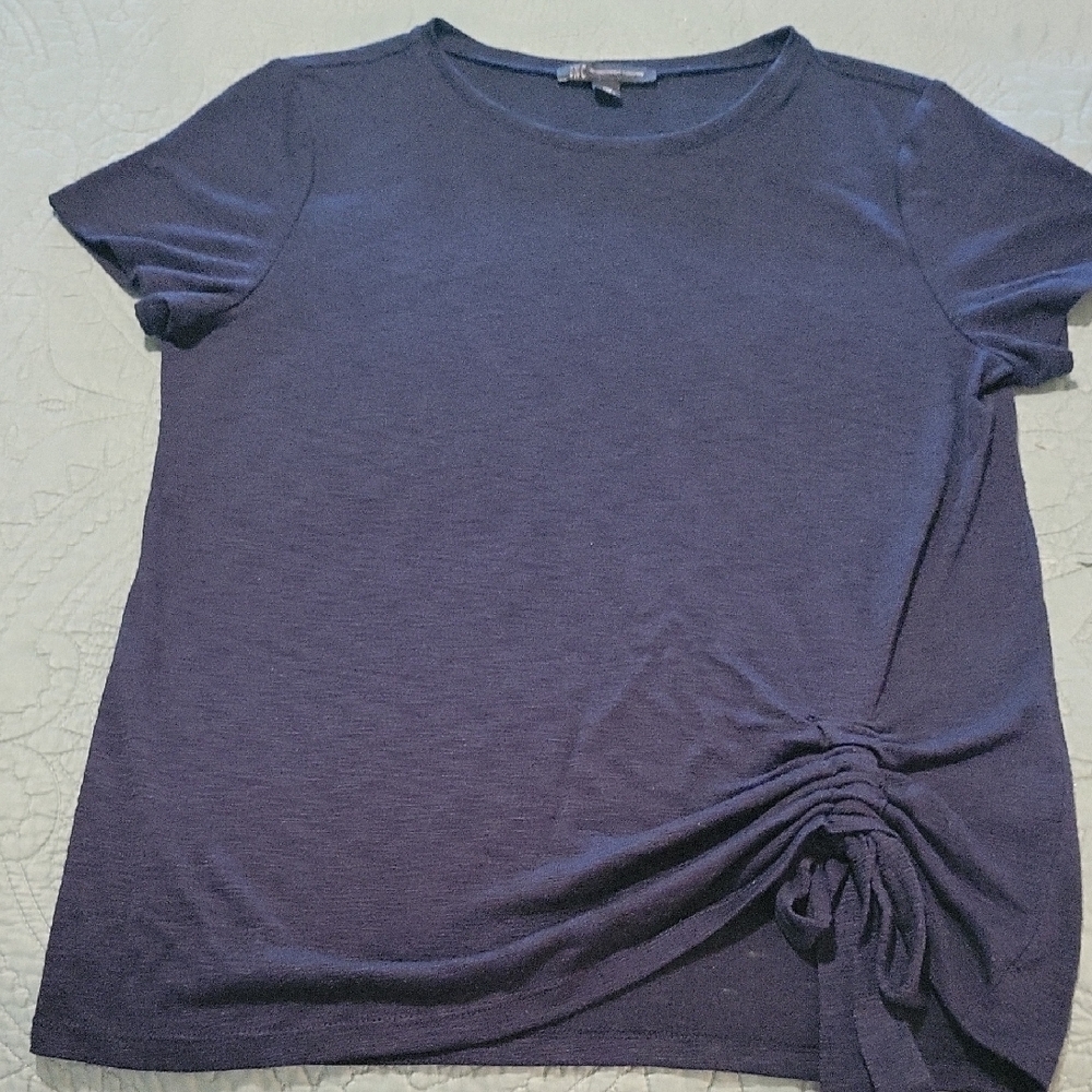 INC International Concepts Blue Tie Front Short Sleeve T-Shirt